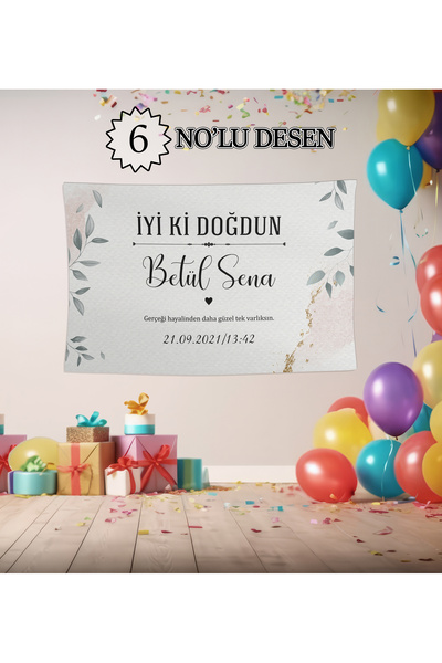 BAMBAŞKA MODA Kişiye Özel İyi Ki Doğdun  Doğum Günü Örtüsü