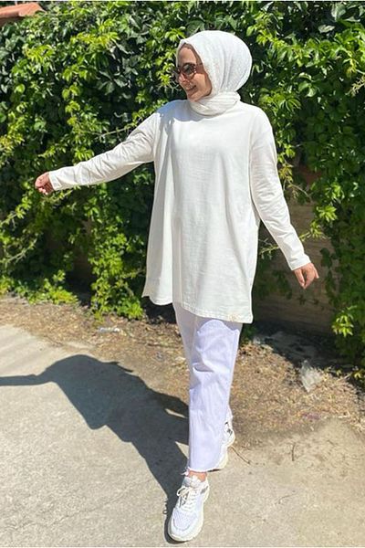 Moda Rosa ECRU 24Y3926 - Basic T-Shirt Tunic