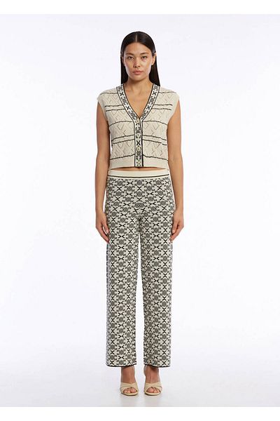 Knitss Pantaloni de tricotaj negri cu model jacquard