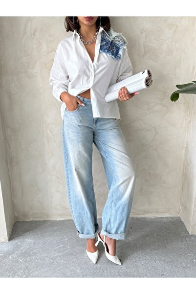 Miss Allos Жіноча сорочка з деталями у вигляді метеликів на плечах