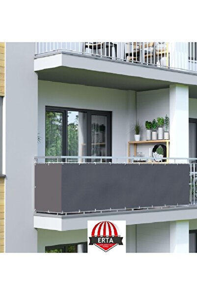 erta 8.5 METRE X 80 CM Gri Renk Polyester Balkon Demiri Brandası Su Geçirmez 650g