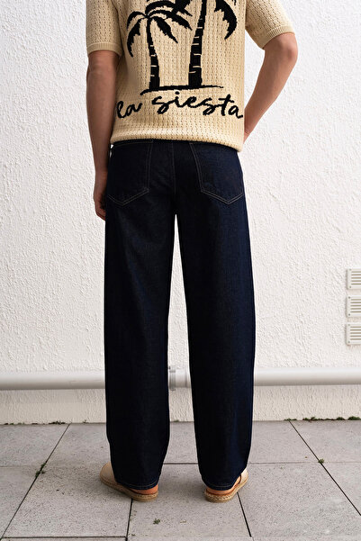 GIESTO Navy Blue Jean with Embroidery Detail
