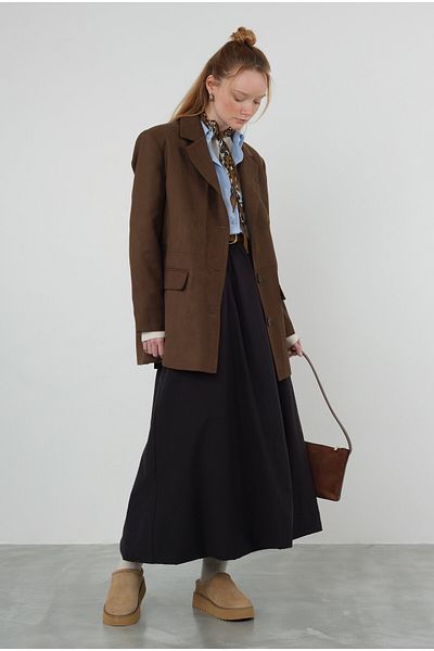 HEQA Suede Blazer - Dark Tan Jacket