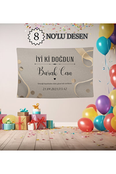 BAMBAŞKA MODA Kişiye Özel İyi Ki Doğdun  Doğum Günü Örtüsü