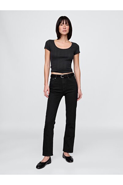 GAP Kadın Siyah High Rise '90s Straight Jean Pantolon