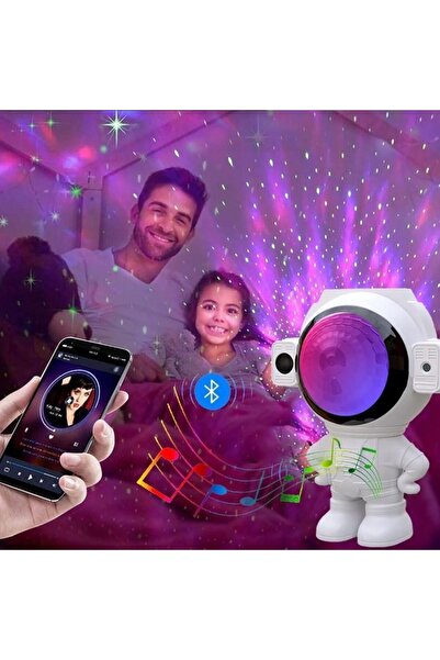 UpWay Astronot Bluetooth Hoparlör Galaksi Yıldız Projektör Kumandalı Gece Lambası