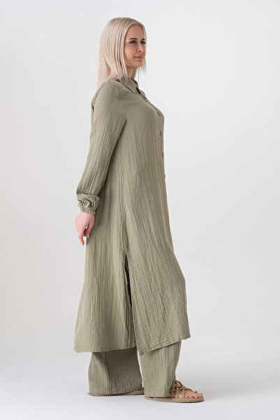 Fashion Showcase Green 100% Natural Cotton Tunic over Daffodil Tunic