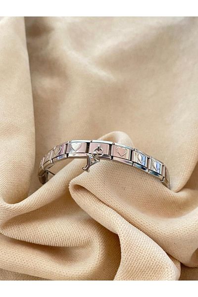 bijoux uniques Letter Y Heart Steel Italian Charm Bracelet