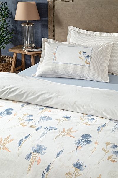 Puffy Roses Single Duvet Cover Set - White