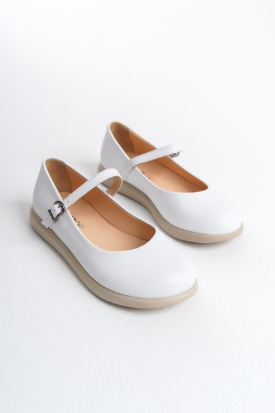 GNS Shoes Γυναικείες μπαλαρίνες ISCHIA Γνήσιο Δερμάτινο Λευκό Δέρμα με μονό λ...