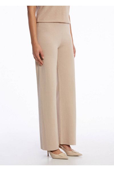 Knitss Organic Cotton Linen Blended Beige Knitwear Trousers