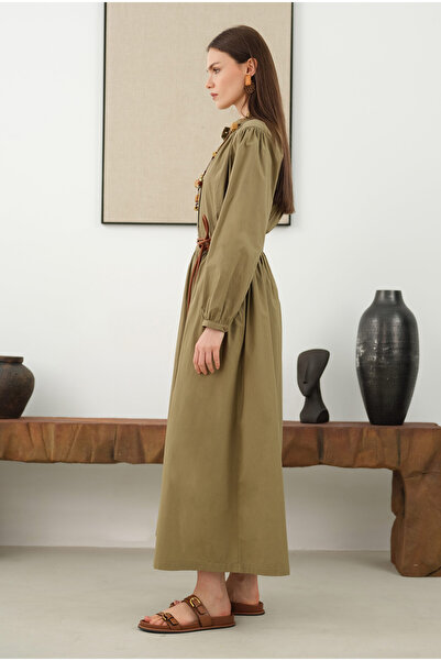 HEQA Büzgülü Pamuk Etek Açık Kil