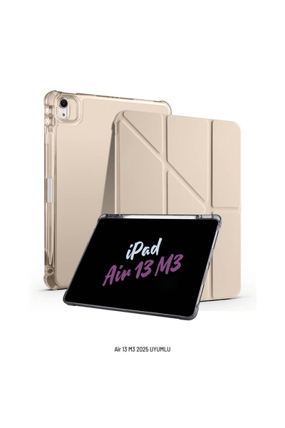 Fuchsia iPad Air 13 inç 2025 M3 Çip Uyumlu Kalem Bölmeli Standlı Akıllı Fuchs...