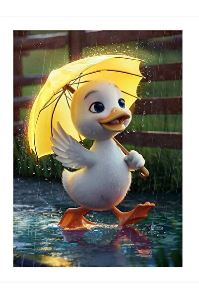 karizmart Yağmurda Yürüyen Ördek Model Mdf tablo