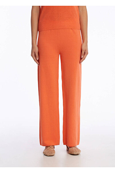 Knitss Organic Cotton Linen Blended Orange Knitwear Trousers