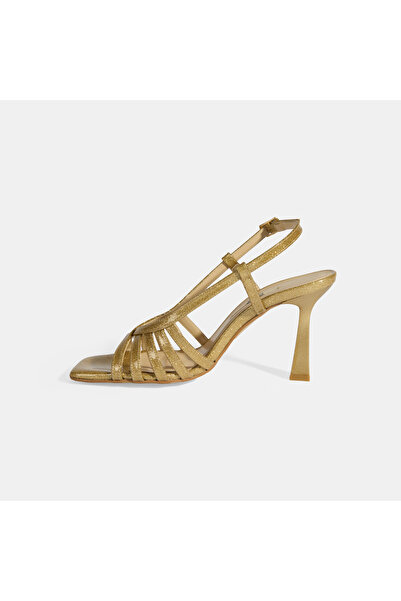 Desa Kadın Gold Simli Topuklu Abiye Ayakkabı