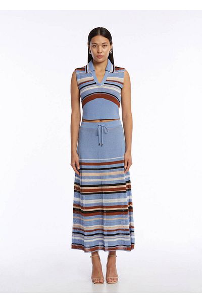 Knitss Top din tricot albastru din amestec de bumbac organic