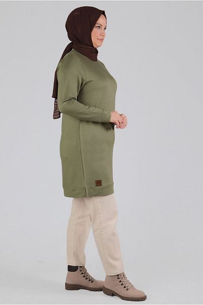 Moda Rosa 24Y20084 - PUFF GREEN - Large Size Hijab Tunic
