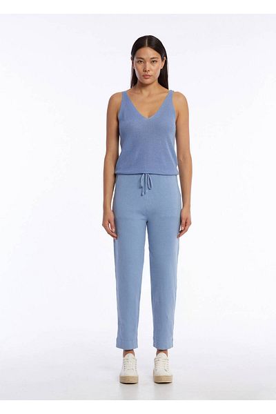 Knitss Organic Cotton Linen Blended Knitwear Trousers Blue
