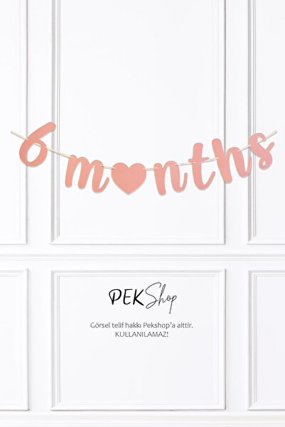 PEKSHOP Pembe 6 Months Banner Duvar Süsü 6 Aylık Yarım Yaş Parti Süsleri