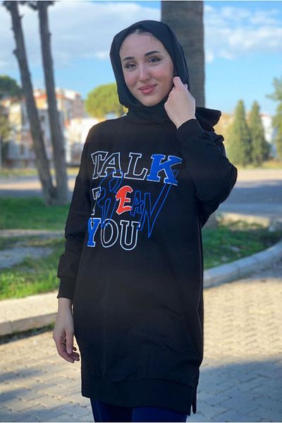 Moda Rosa 24K4352 - BLACK - TALK NAKIŞLI SWEAT