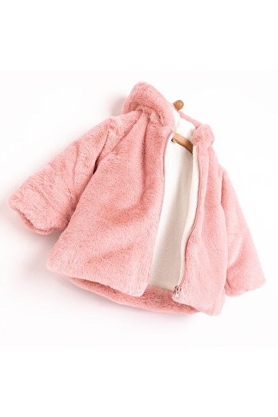 Midimod Basic Kapüşonlu Peluş Mont Kız Bebek