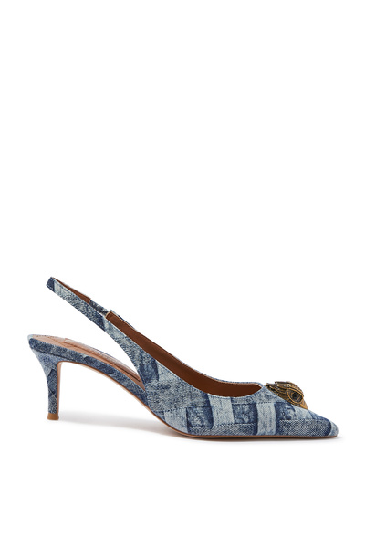 Kurt Geiger Klasik Şıklık Sunan Denim Slingback Topuklu Ayakkabı