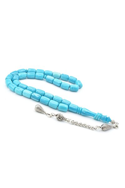 Murty99 Capsulă tăiată turcoaz Katalin Tesbih cu inel Imamesi placat cu argint