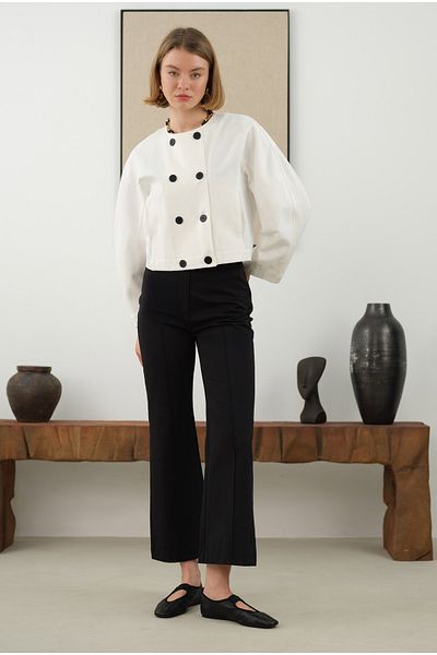HEQA Cotton Double Breasted Ecru Jacket