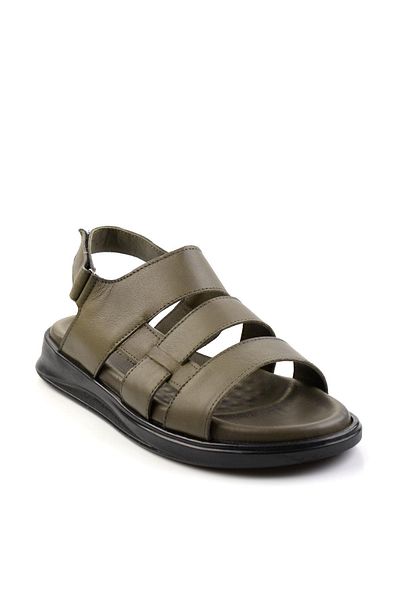 Bambi Khaki Leather Men's Sandals E05433501043