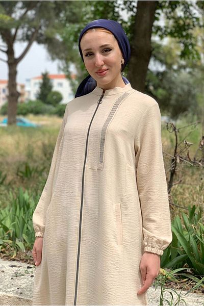 Moda Rosa 24y5189 Beige Jewelled Linen Jacket