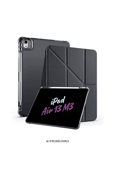 Fuchsia iPad Air 13 inç 2025 M3 Çip Uyumlu Kalem Bölmeli Standlı Akıllı Fuchs...