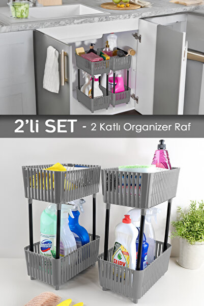 Meleni Home 2 komada dvoslojnog organizatora za kuhinju i kupatilo - polica i...