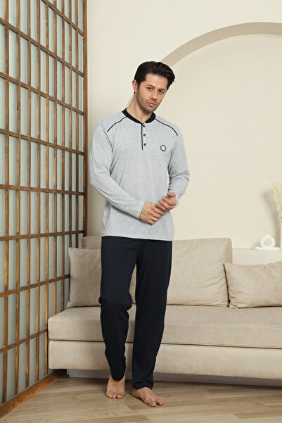MODAREYA Ανδρικές πιτζάμες με μακρυμάνικο εποχιακό χτενισμένο βαμβακερό Grimelange