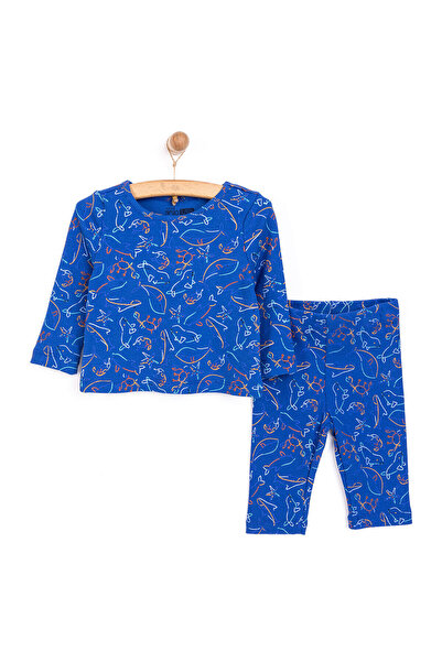 ebebek Hello Baby HelloBaby Hayvan Desenli Bisiklet Yaka Kaşkorse Pijama Takımı