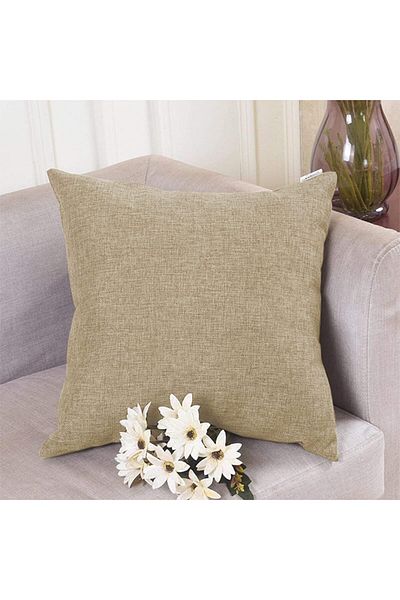 erorex Square Decorative Cushion Of Linen Solid Design 45X45 Cm Light Beige