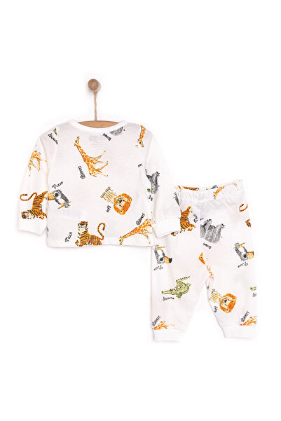 ebebek Hello Baby HelloBaby Uzun Kol Safari Desenli Bisiklet Yaka Pijama Takımı