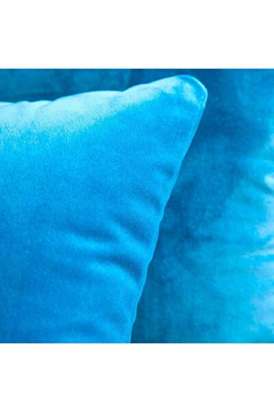 erorex Bondi Blue Velvet Decorative Solid Filled Cushion 45 X 45Cm