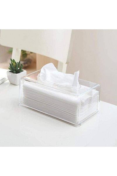 erorex Acrylic Facial Tissue Box Decorative Rectangular Napkin Holder Clear Acrylic Box Cover Facial