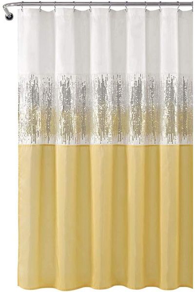erorex 1 Night Sky Shower Curtain Sequin Fabric Shimmery Color Block Design For Bathroom X 72” White And