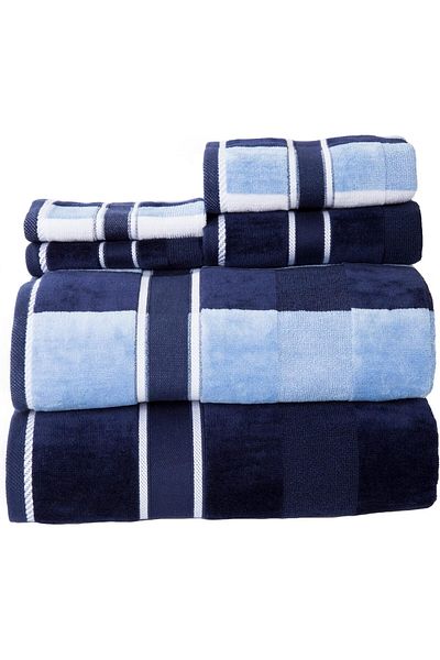 erorex 100 Percent Cotton Oakville Velor 6 Piece Towel Set Navy