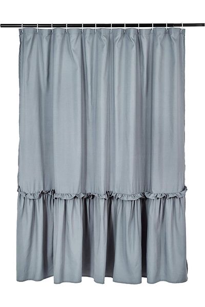 erorex Ruffled Hem Bathroom Shower Curtain Dark Grey 72 Inch