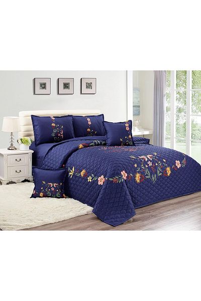 erorex Floral Compressed 4Pcs Comforter Set Single Size Px 005 Blue Microfiber