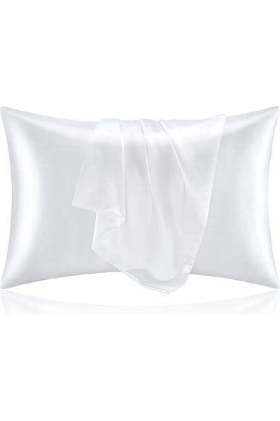 erorex Satin Silk Pillow Cases Queen Size Set Of 2 White Pillow Cases For Curly Hair And Aesthetic Super