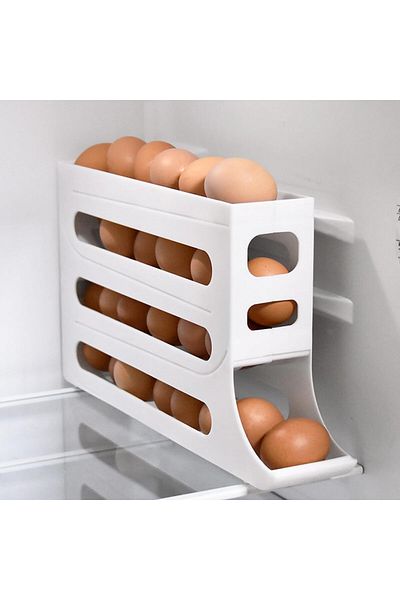 erorex 4 Tier Fridge Egg Holder 30 Eggs Large Capacity Egg Rack For Refrigerator Organizer Space Saving