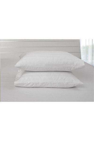 erorex Standard Pillowcase 2Pc Set 100 Percent Cotton 250Tc Sateen 1 Inch Stripe Size: 50X75Cm White