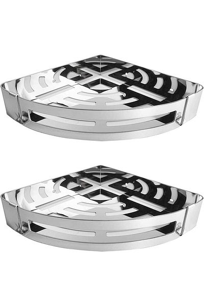 erorex Bathroom Corner Shelf Shower Caddy 2 Pack No Drill 304 Stainless Steel With Two Hooks Chrome