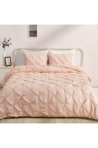 erorex All Season Down Alternative Comforter 3 Piece Bedding Set Pinch Pleat King Pinched Pleat With Piped