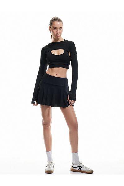 Koton High Waist Relaxed Fit Sports Shorts Skirt