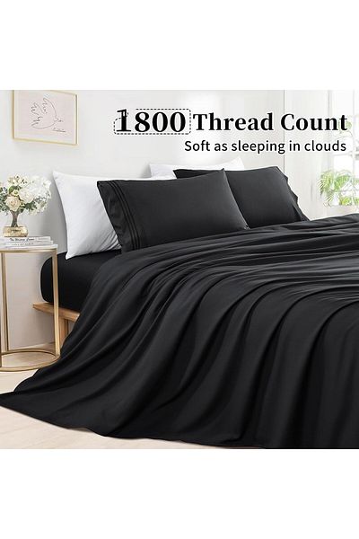 erorex Bedsheet Set Microfiber 1800 Thread Count Percale Super Soft And Comforterble 16 Inch Deep Pockets